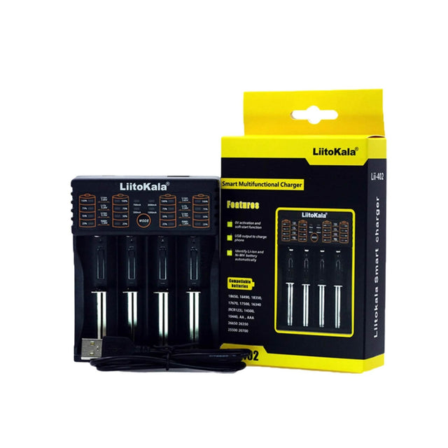 LiitoKala Lii 402 Smart Battery Charger 4 Slot USB for 18650 AA AAA Li ion NiMH