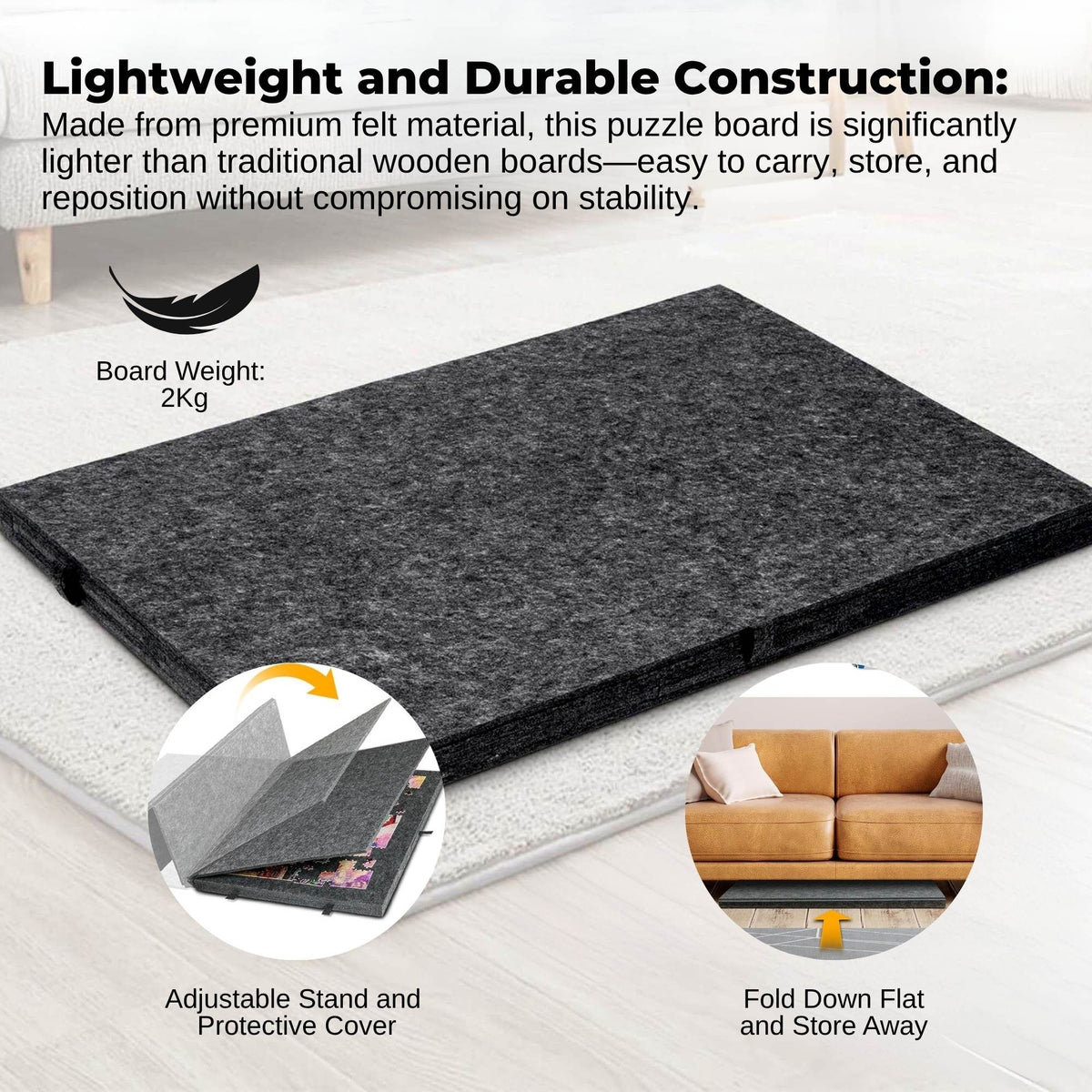 Social Hike Puzzle Board 1000 pcs - Felt Tilting Portable Cover + Drawers Grey