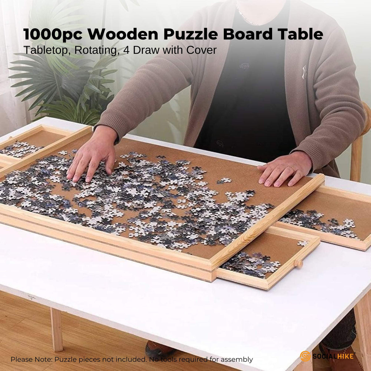 Social Hike Puzzle Board 1000 pcs  - Rotating Tabletop with 4 Drawers and Cover