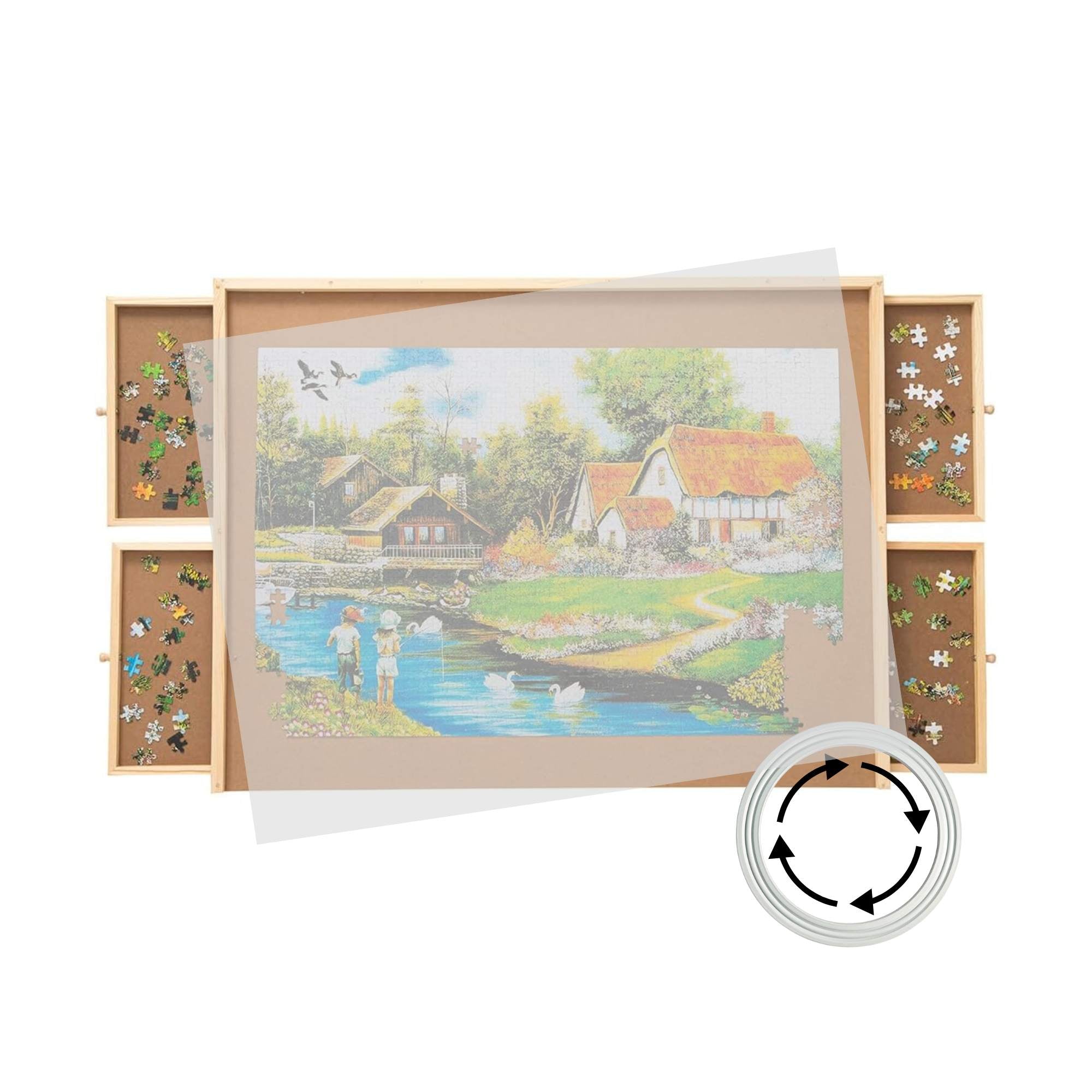 Social Hike Puzzle Board 1500 pcs  - Rotating Tabletop with 4 Drawers and Cover
