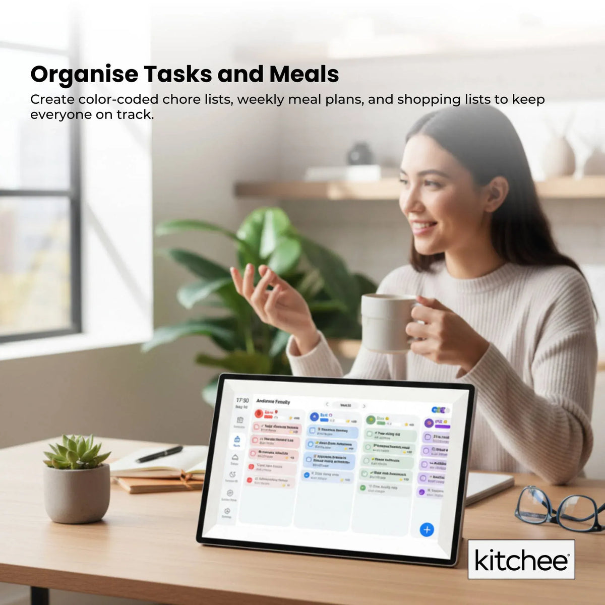 Kitchee 15.6" Digital Calendar Smart Family Planner - 39.5cm Touchscreen Black
