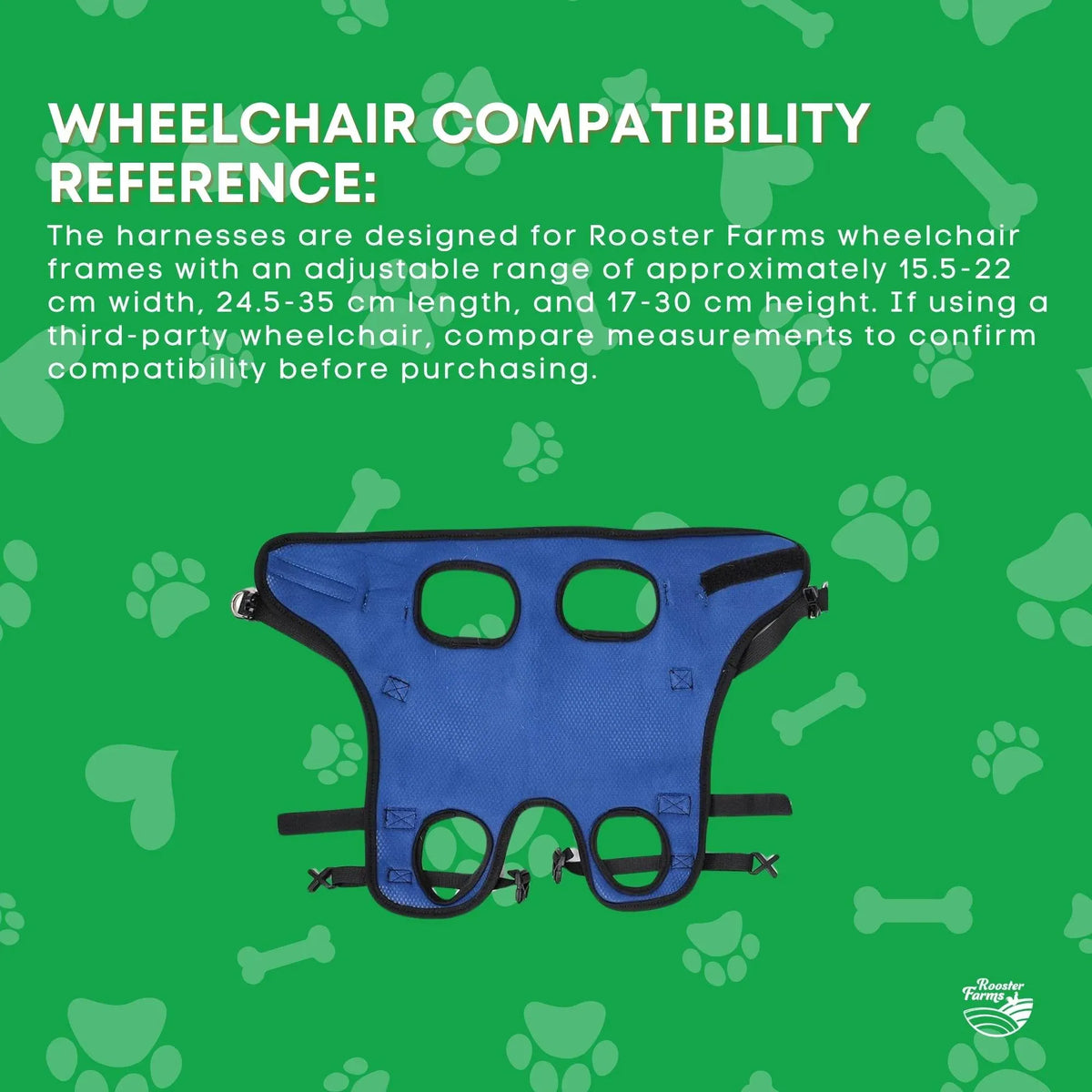 Rooster Farms Replacement Harness for Dog Wheelchair S - Little Dogs Up to 10Kg