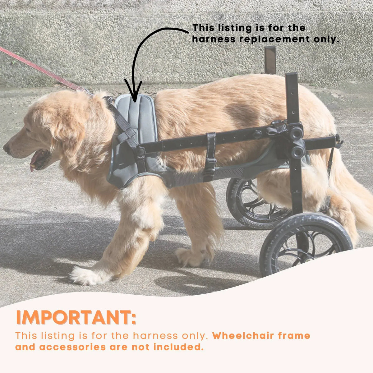 Rooster Farms Replacement Harness for Dog Wheelchair XXL - Large Dogs Up to 45Kg