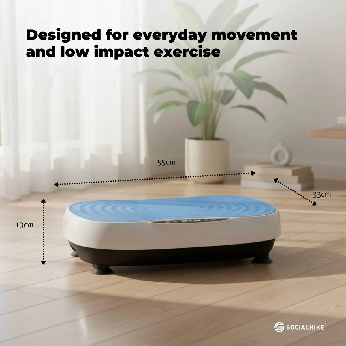 Social Hike 55cm Vibration Plate Machine Full Body Exercise Platform 200W Blue