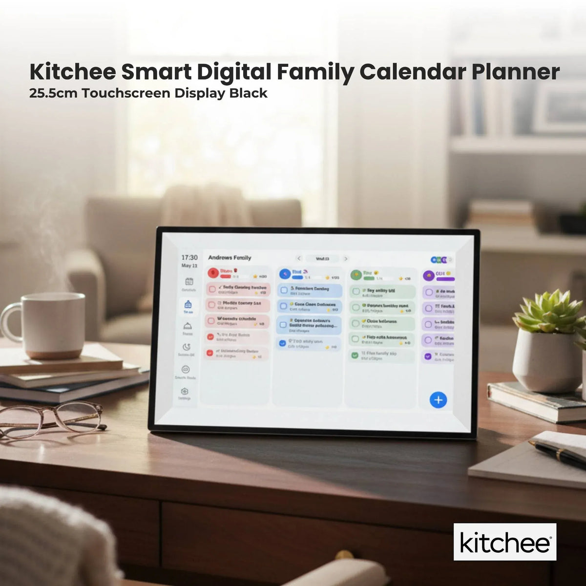 Kitchee 10" Digital Calendar Smart Family Planner - 25.5cm Touchscreen Black