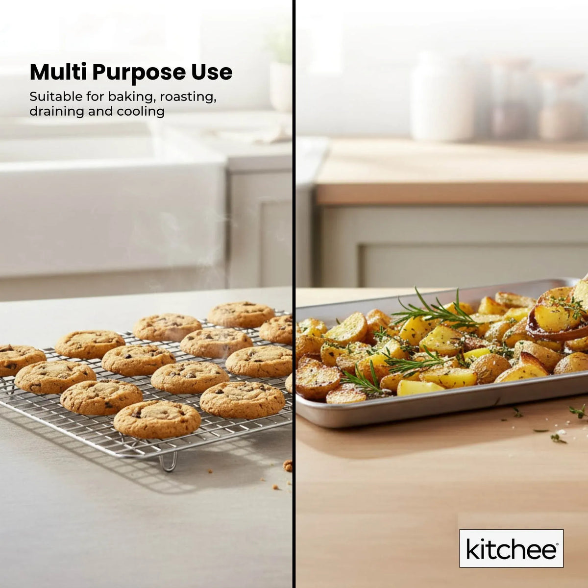 Kitchee 40.5x30.5cm Oven Baking Tray + Cooling Rack 4 Piece Stainless Steel