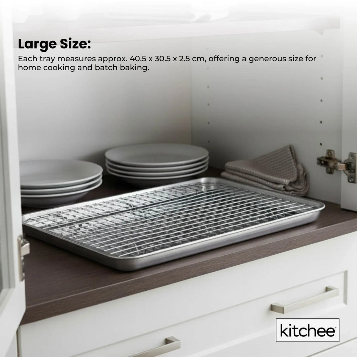 Kitchee 40.5x30.5cm Oven Baking Tray + Cooling Rack 4 Piece Stainless Steel