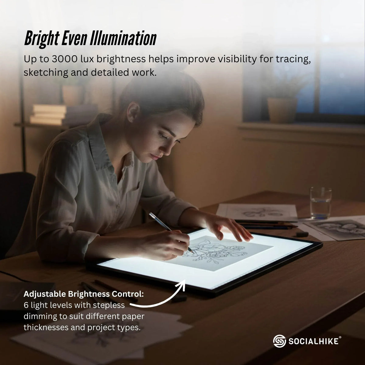 Social Hike A3 LED Light Pad Tracing Board Rechargeable USB-C 3000mAh Light Box