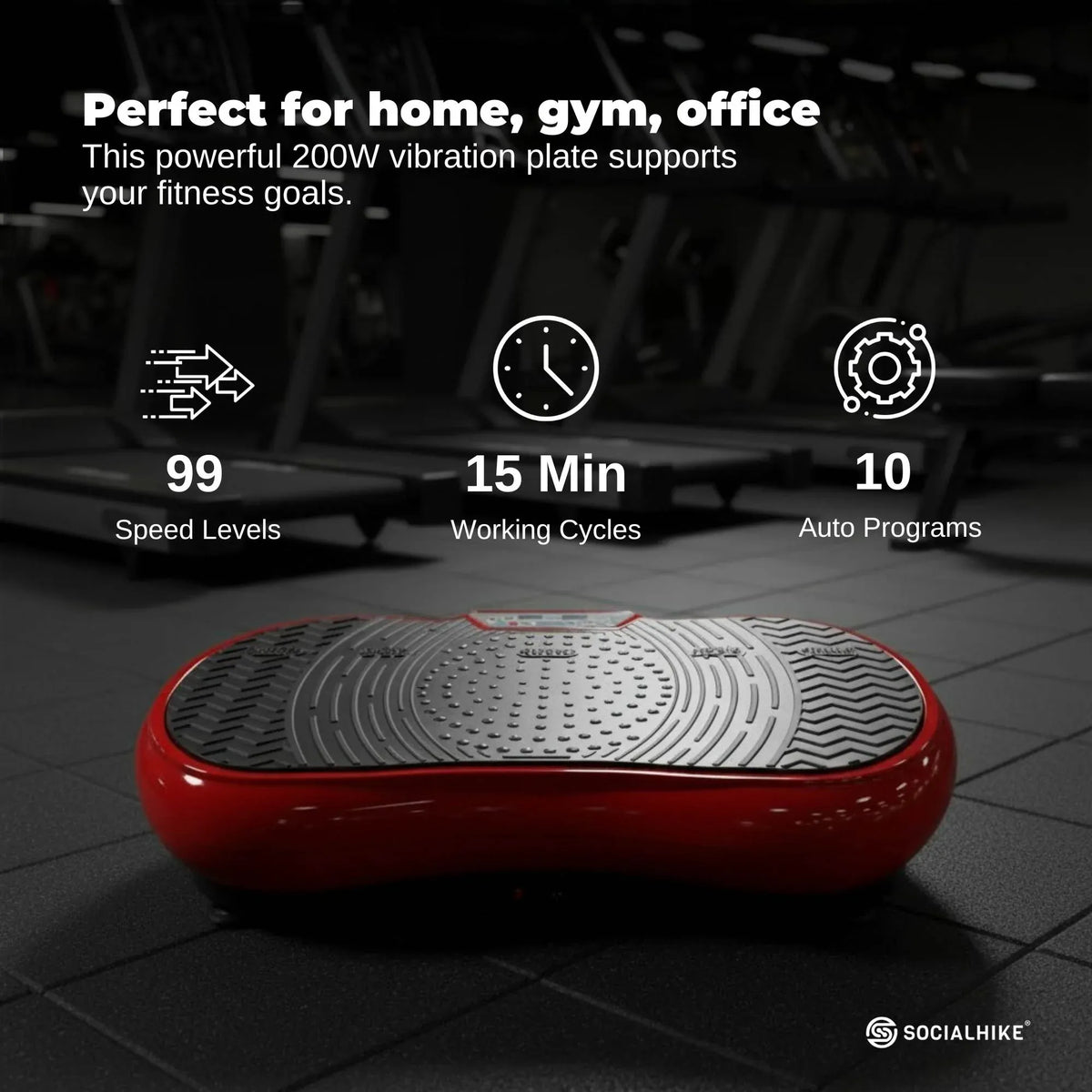 Social Hike 68cm Vibration Plate Machine Full Body Workout Platform Red