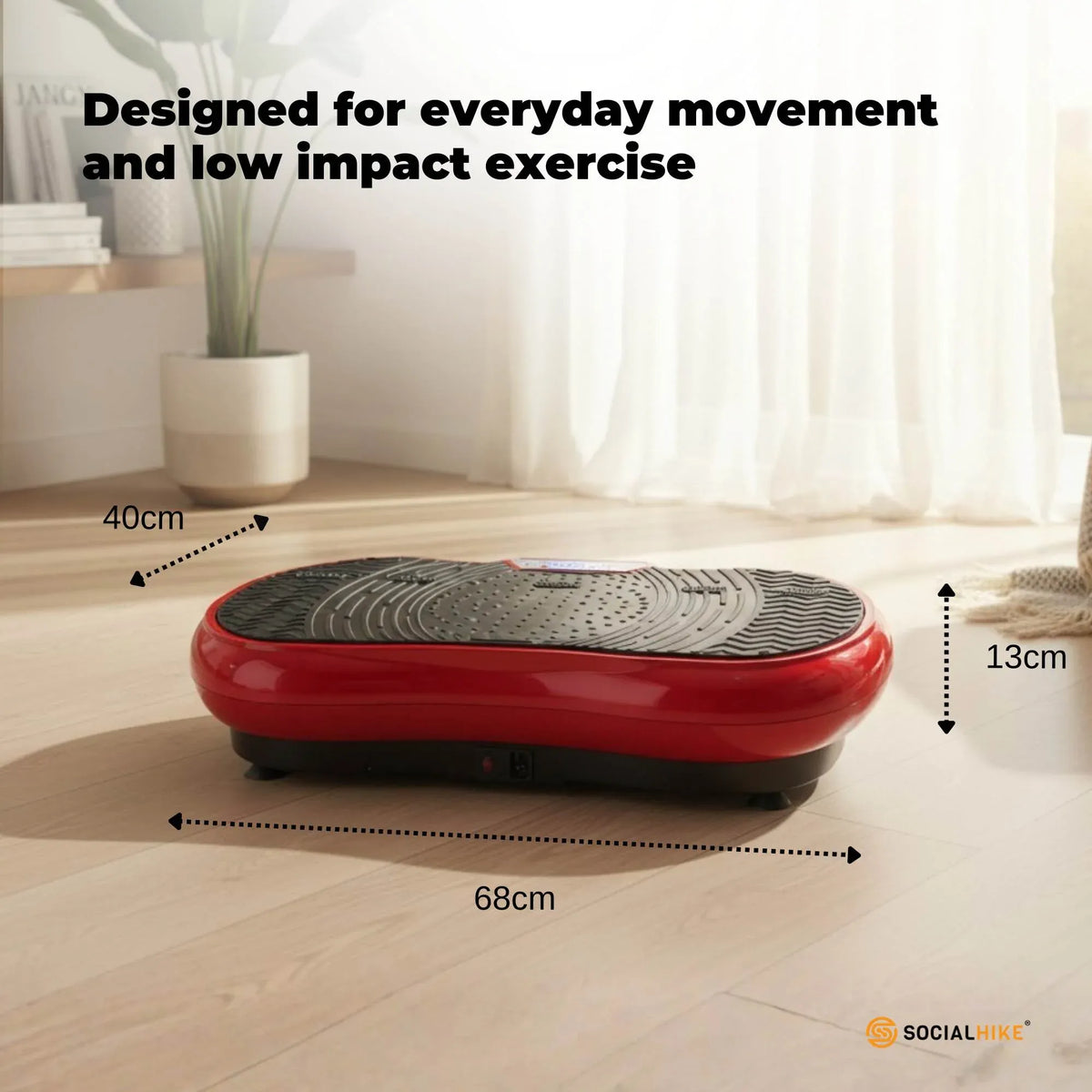 Social Hike 68cm Vibration Plate Machine Full Body Workout Platform Red