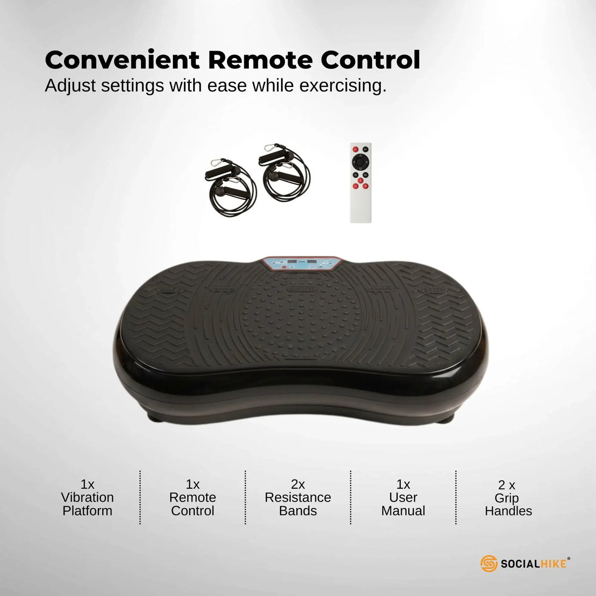 Social Hike 68cm Vibration Plate Machine Full Body Workout Platform Black