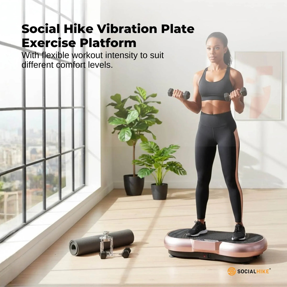 Social Hike 68cm Vibration Plate Machine Full Body Workout Platform Rose