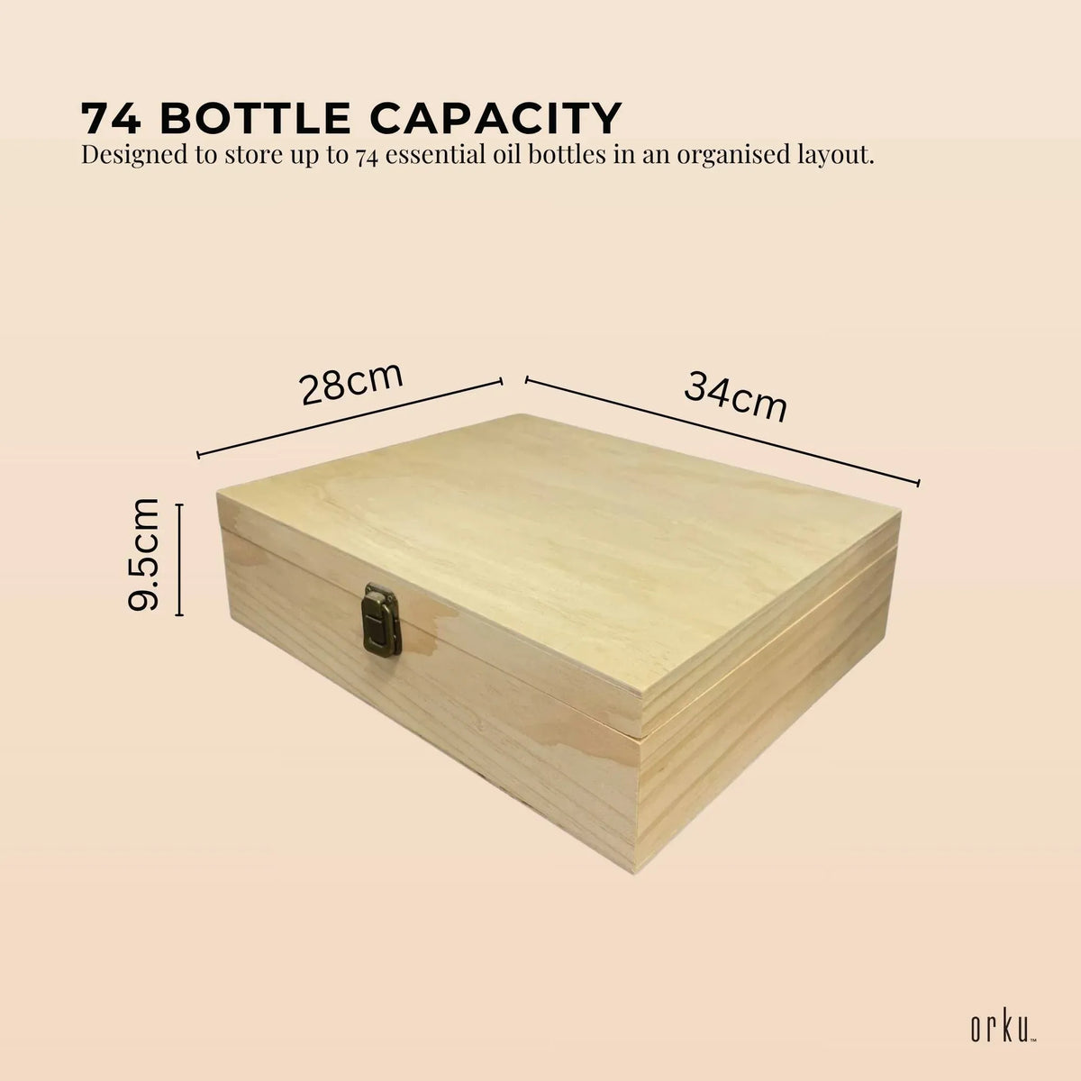 Orku 74 Essential Oil Bottle Storage Box Wooden Organiser Aromatherapy Case