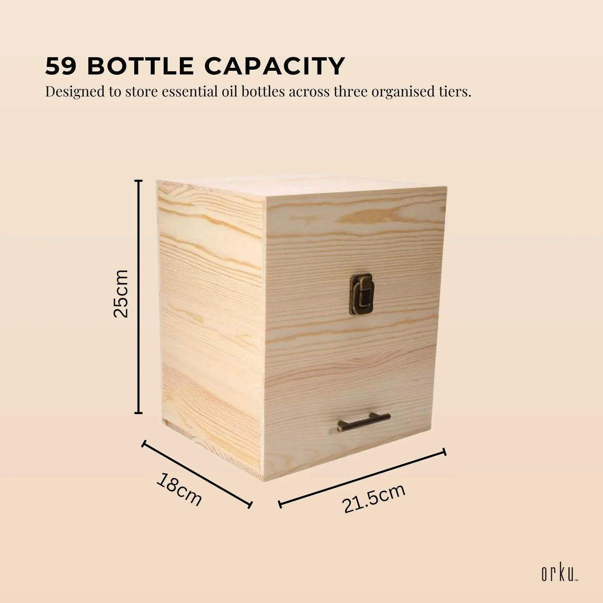 Orku 59 Essential Oil Bottle Storage Box - Wooden 3 Tier Aromatherapy Organiser