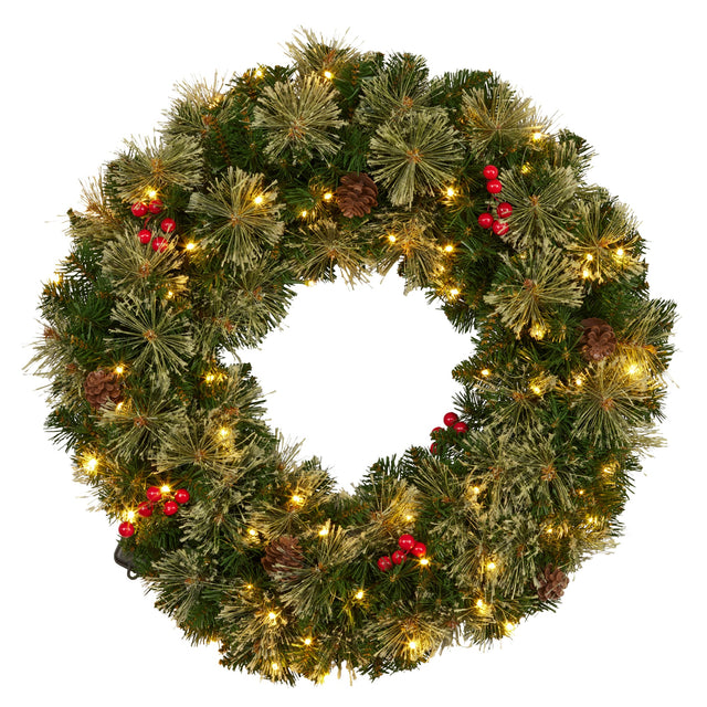 Christabelle 61cm Christmas Wreath Bristle Berry w/ LED Front Door Ornament