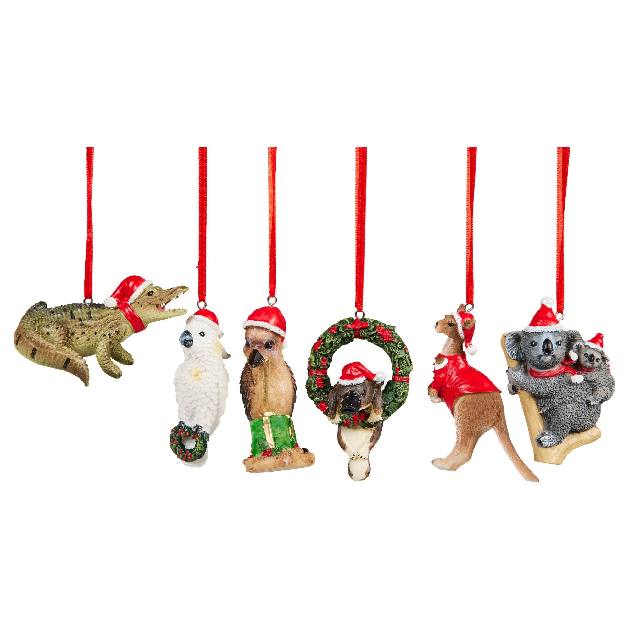 Christabelle Box of 6 Assorted Aussie Animals Christmas Tree Decorations