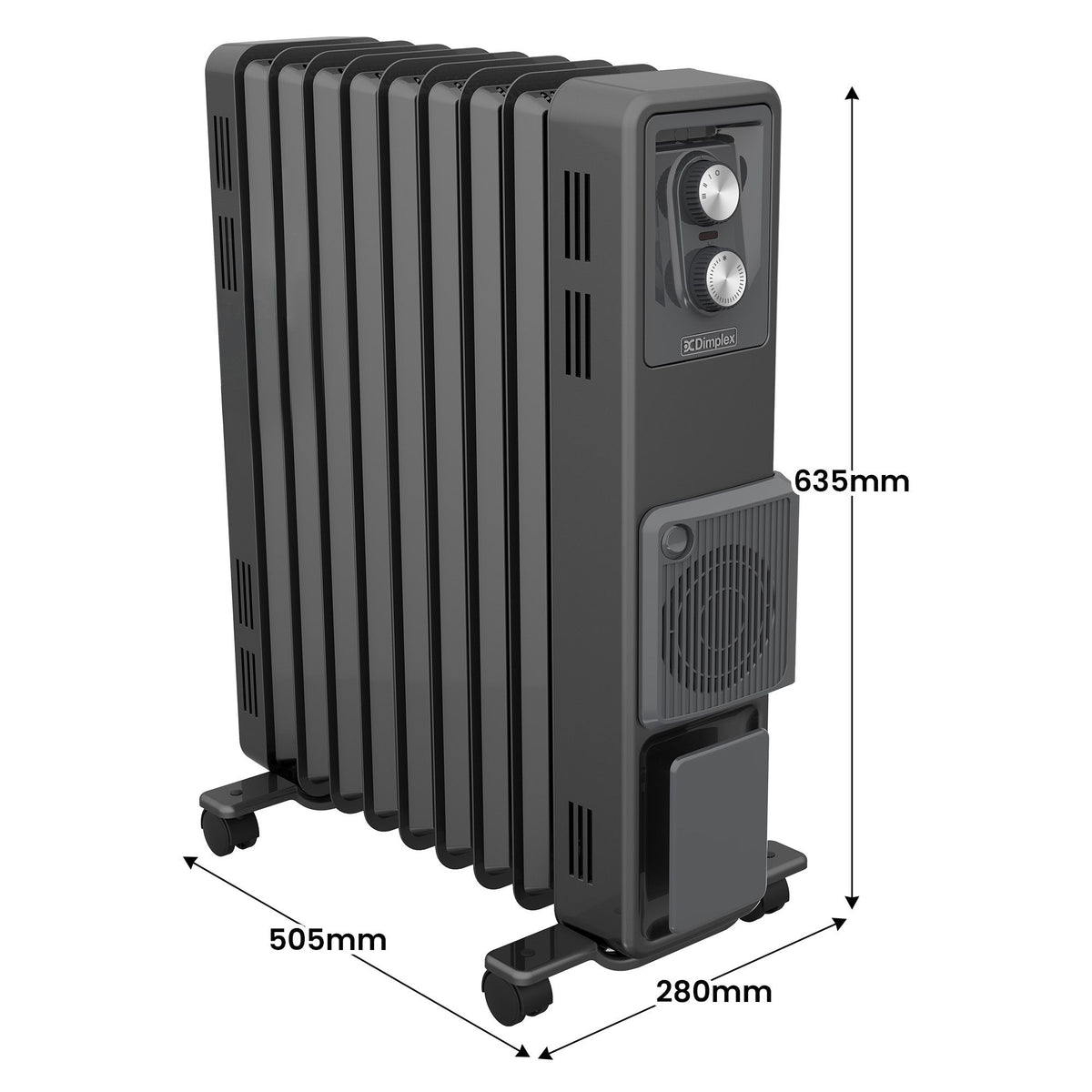 Dimplex Oil Free 2.4kW Column Heater w/ Thermostat and Turbo Fan in Black