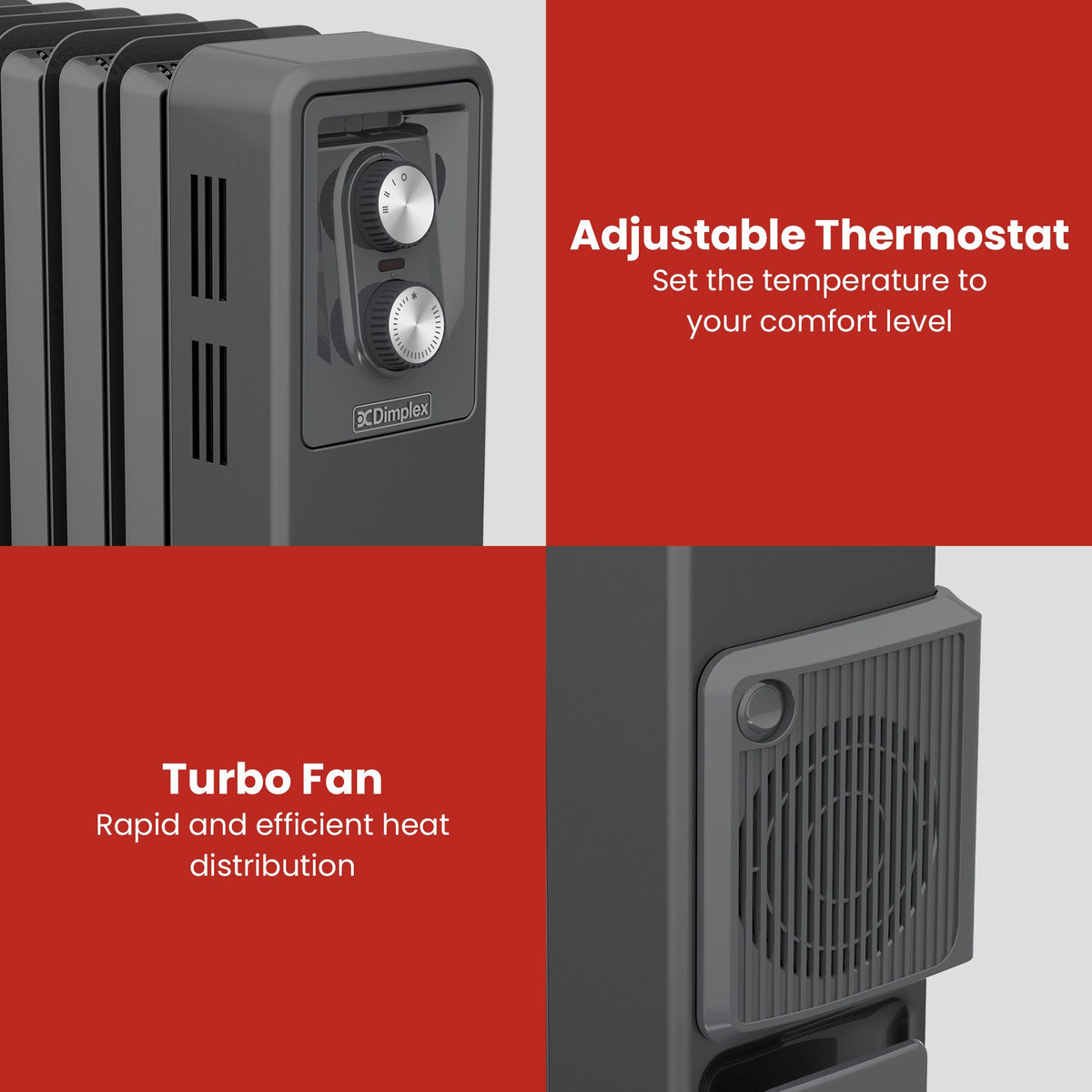 Dimplex Oil Free 2.4kW Column Heater w/ Thermostat and Turbo Fan in Black