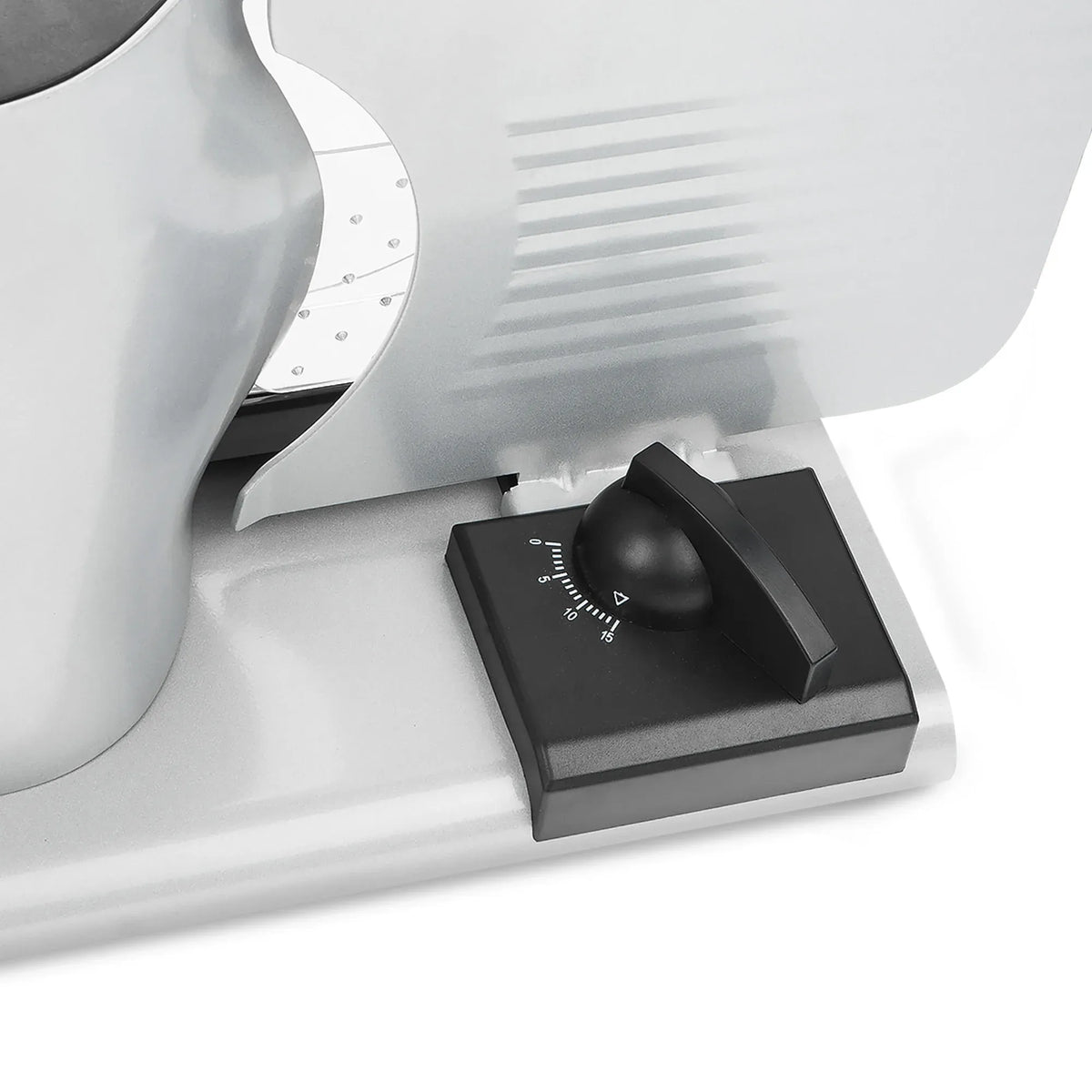 Pronti White Electric Food Slicer 200W with Adjustable Thickness 1 to 15mm Serrated and Fine Edge Stainless Steel Blades