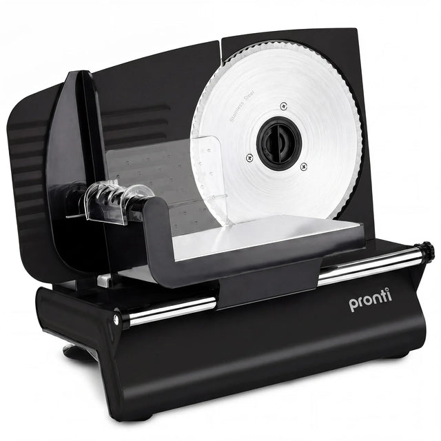 Pronti Black Electric Food Slicer 200W w/ 1 15mm Edge Stainless Steel Blades