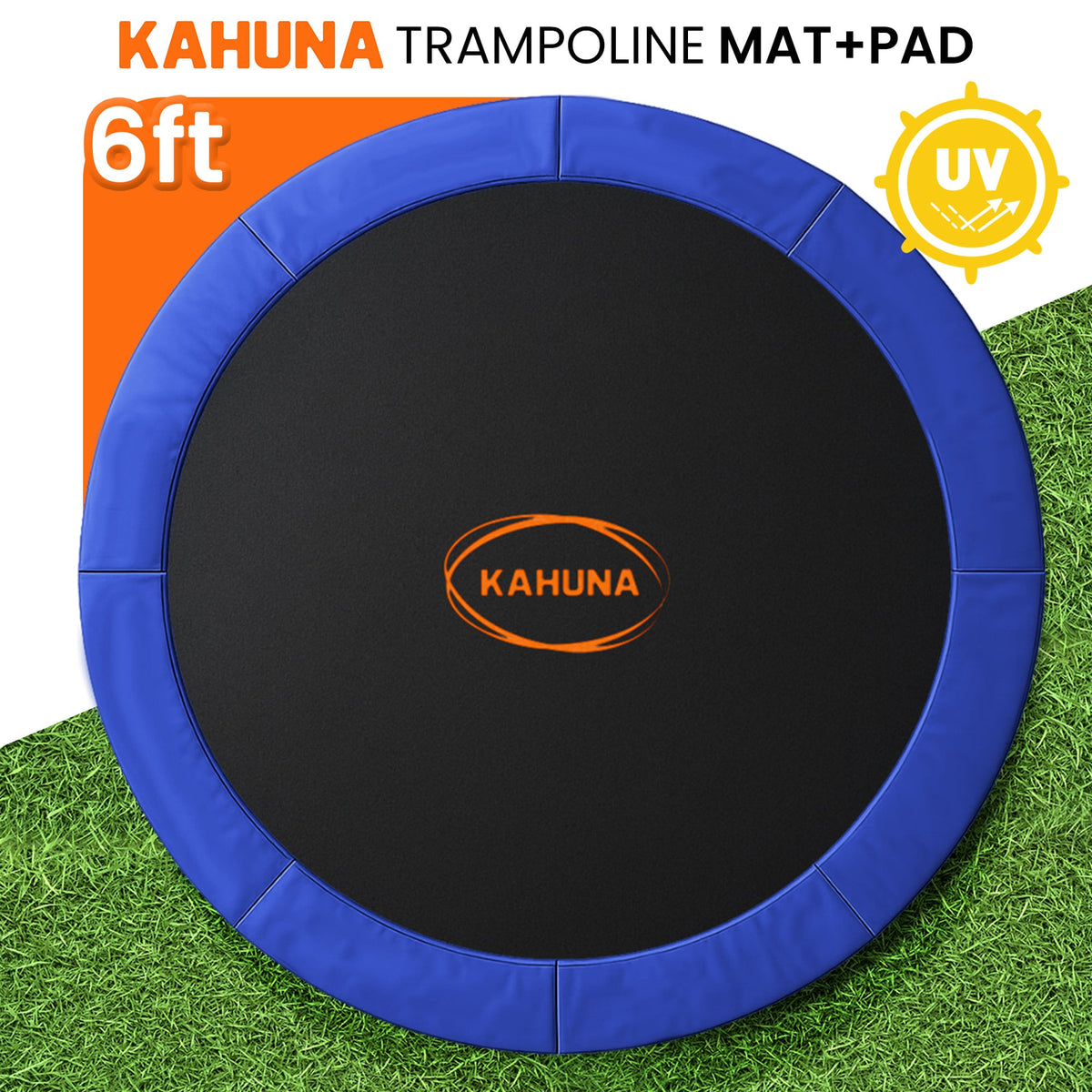 Kahuna 6ft Trampoline Replacememnt Safety Pad Cover and Spring Jumping Bounce Mat Blue