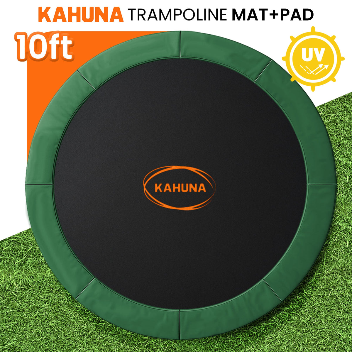 Kahuna 10ft Replacement Trampoline Safety Pad Cover and Jumping Spring Mat - Green
