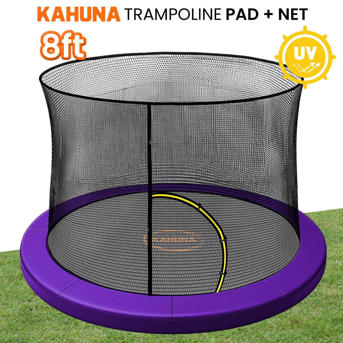 Kahuna 8ft Trampoline Pad and Net - Purple