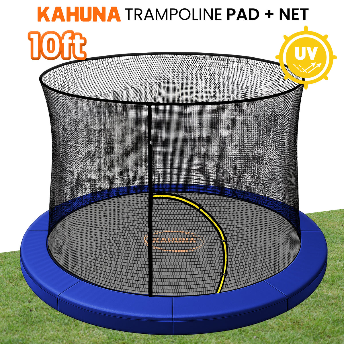 Kahuna 10ft Trampoline Pad and Net - Blue