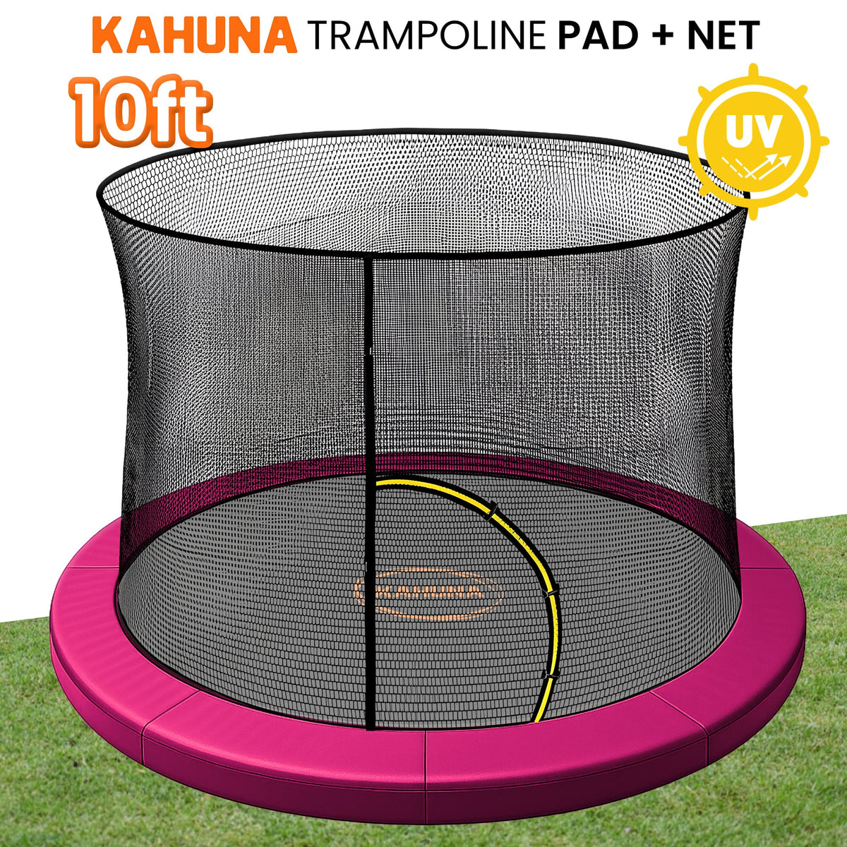 Kahuna 10ft Trampoline Pad and Net - Pink