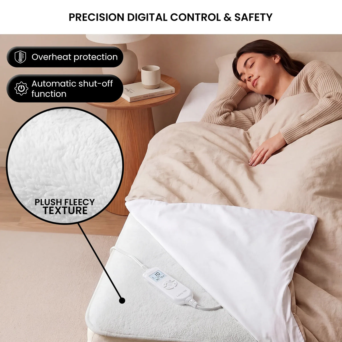 Laura Hill King Electric Heated Underlay Blanket Fleecy Fabric with Timer