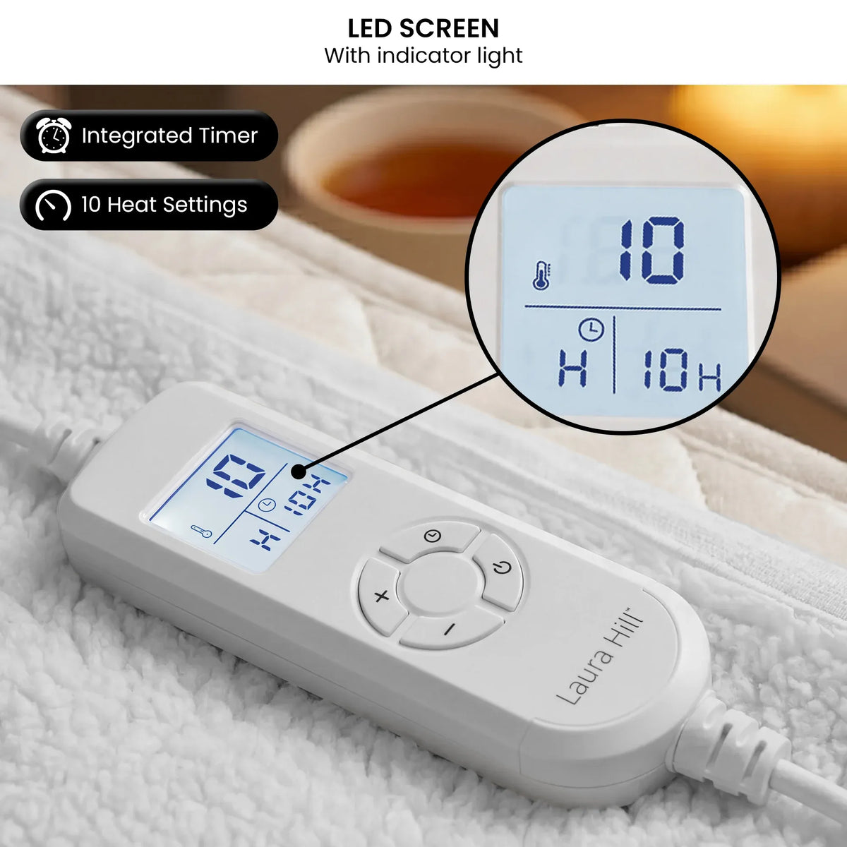 Laura Hill King Electric Heated Underlay Blanket Fleecy Fabric with Timer
