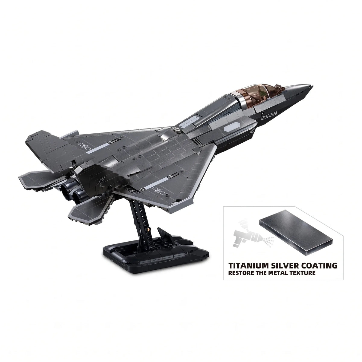 Sluban B1186 Model Kit 1:44 J35 Carrier Fighter Chinese Stealth Jet Plane Modern PLAAF Building Blocks DIY Set Toy