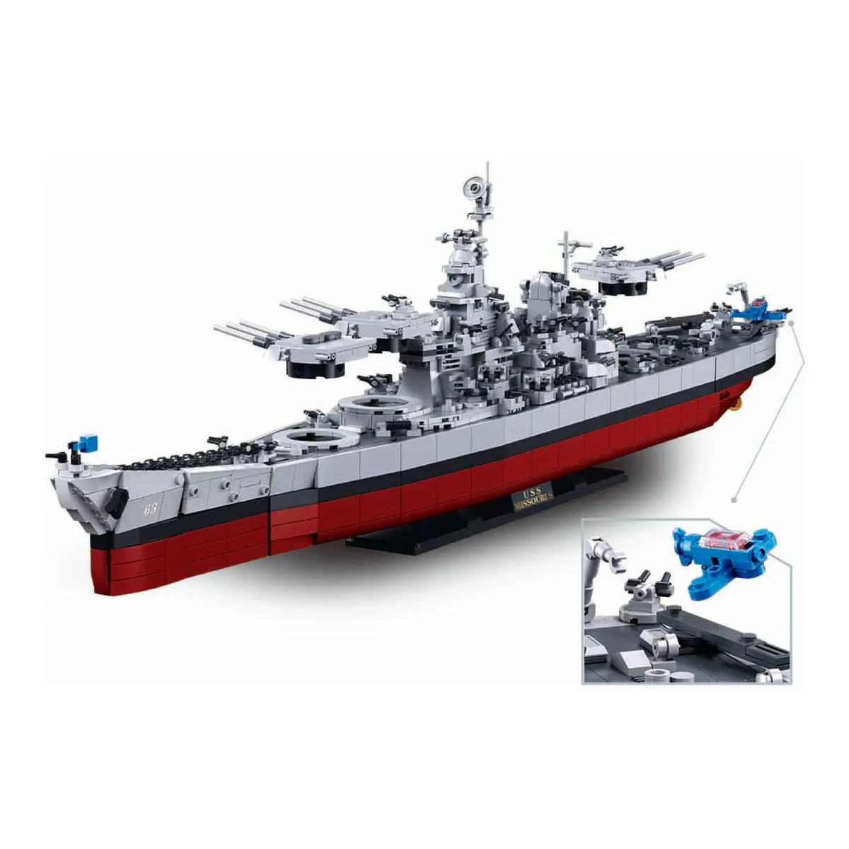 Sluban B1291 Model Kit 1:350 USS Missouri BB63 Mighty Mo Battleship Warship WWII Navy Vessel Boat Blocks DIY Set Toy