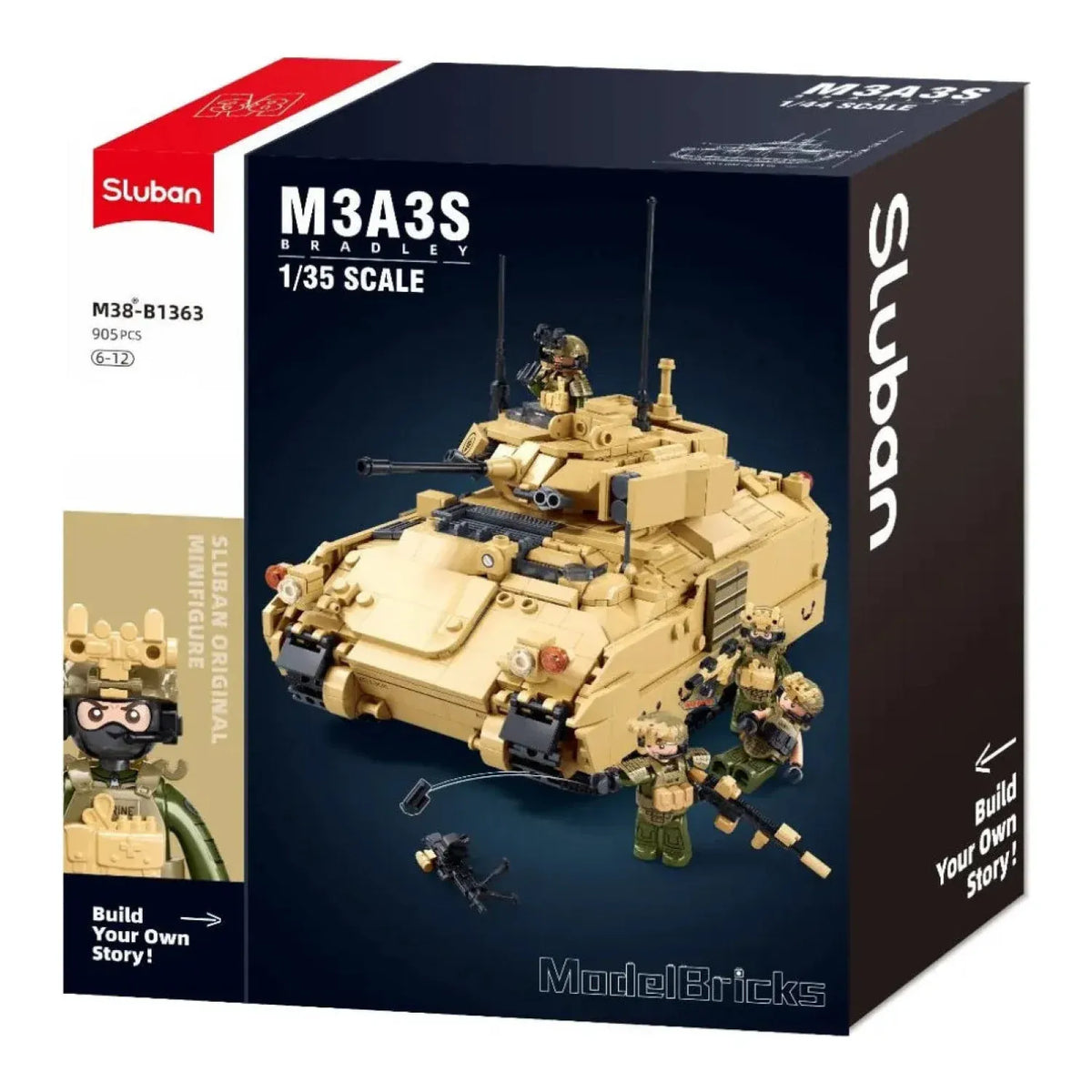 Sluban B1363 Model Kit 1:35 M3A3 Bradley Armored Infantry Vehicle IFV AFV Modern US Army Military Building Blocks DIY Set Toy