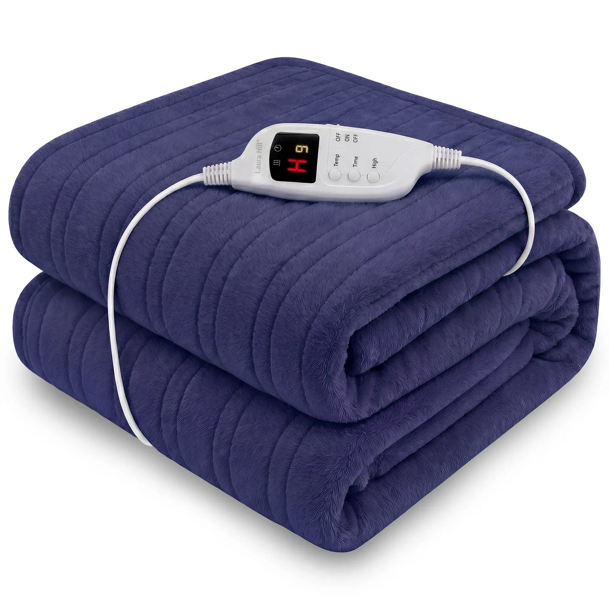 Laura Hill Electric Heated Blanket Throw Soft Coral Fleece w/ 9 Heat Settings - Blue