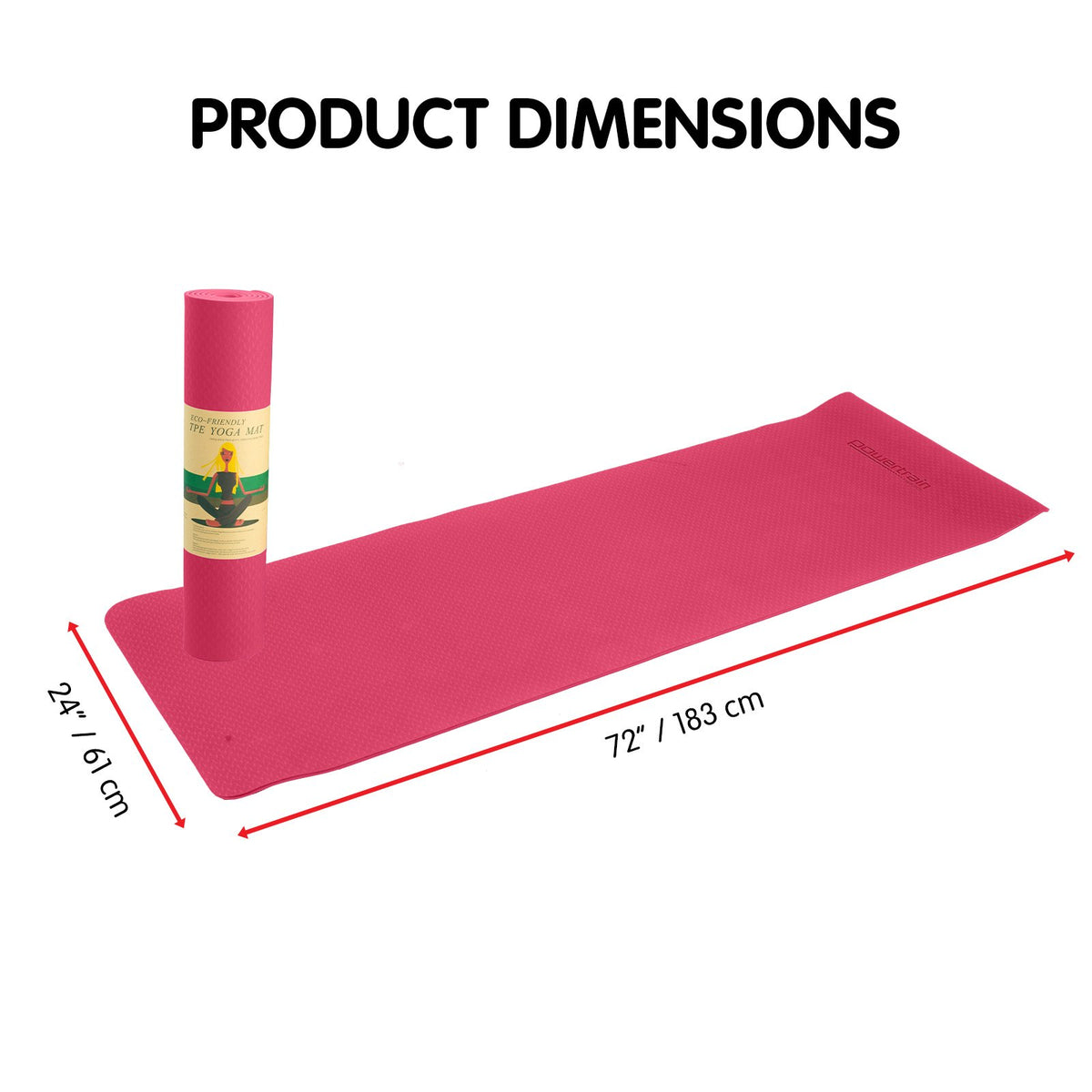 Powertrain Dual Layer 6mm Yoga Mat | Pink | Non-slip Surface And Carry Strap For Ultimate Comfort And Portability