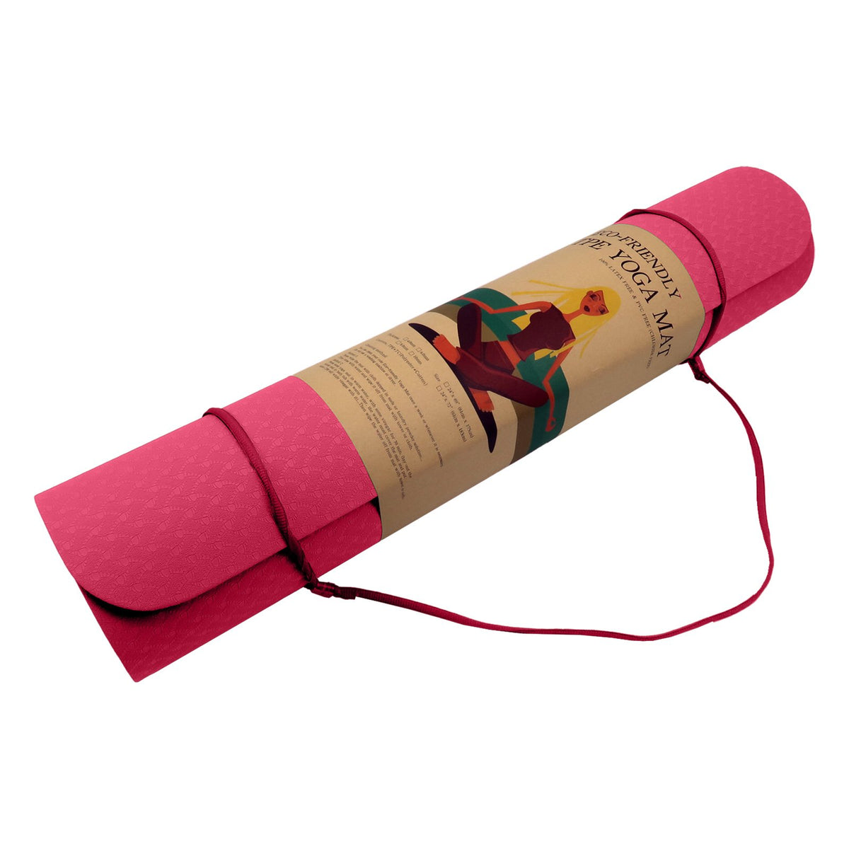Powertrain Dual Layer 6mm Yoga Mat | Pink | Non-slip Surface And Carry Strap For Ultimate Comfort And Portability