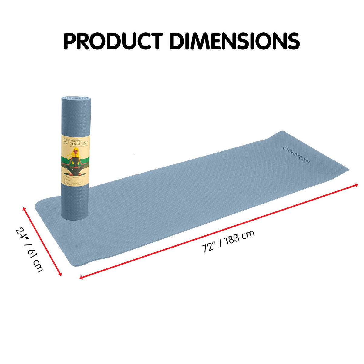 Powertrain Dual Layer 6mm Yoga Mat | Sky Blue | Non-slip Surface And Carry Strap For Ultimate Comfort And Portability