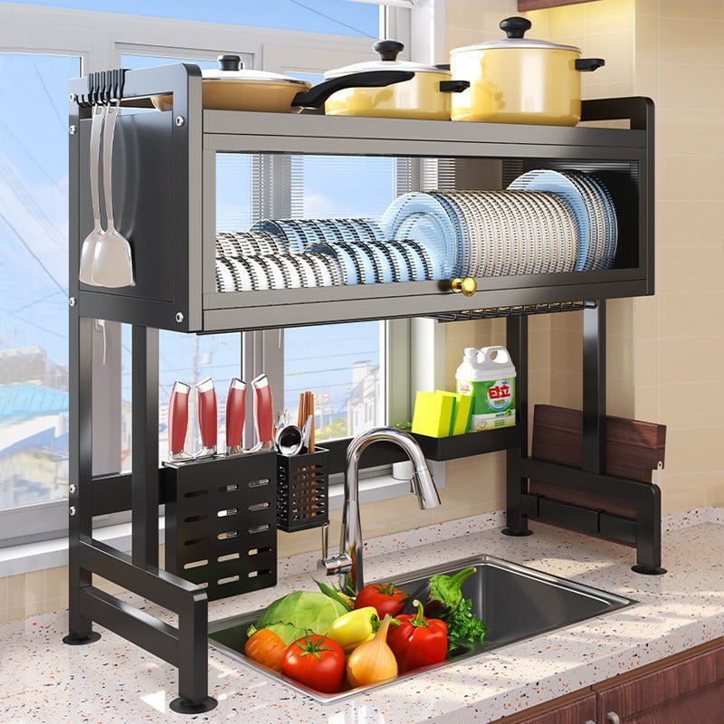 85cm Double Tier Enclosed Dish Drying Rack Holder Drain caddy - V255-85CM-DT-ENC