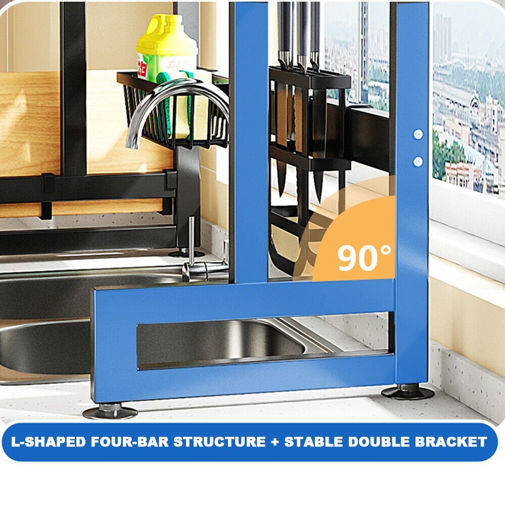 85cm Double Tier Enclosed Dish Drying Rack Holder Drain caddy - V255-85CM-DT-ENC