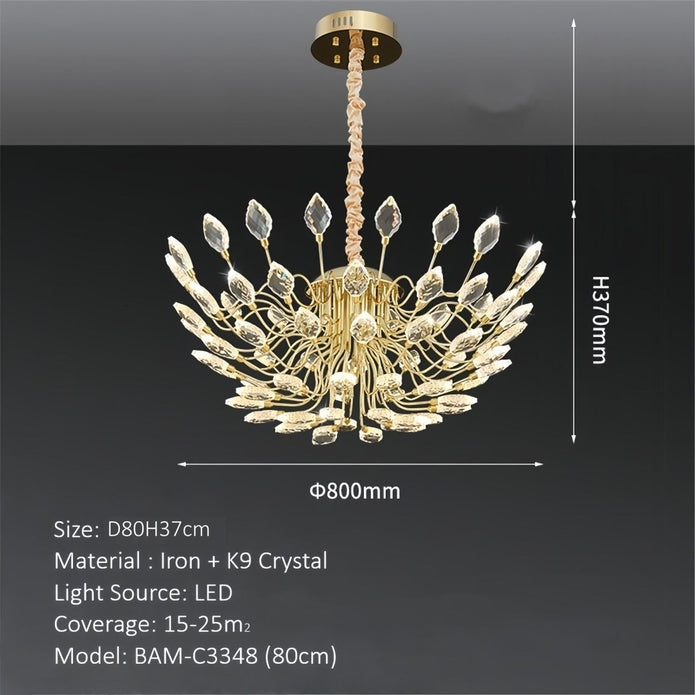 BAMDECOR C3348 Modern Luxury Crystal-leaf Chandelier LED Fashion - 659183
