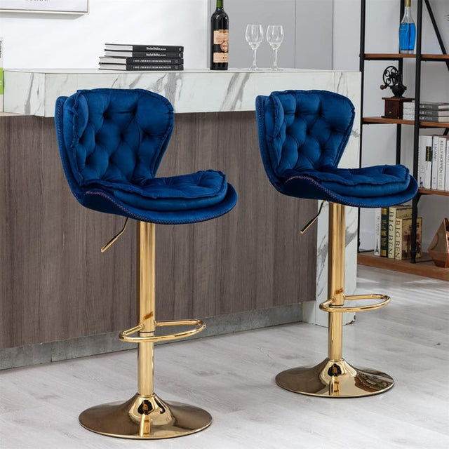 SERENITà Swivel Bar Stools Set of 2 Navy Blue
