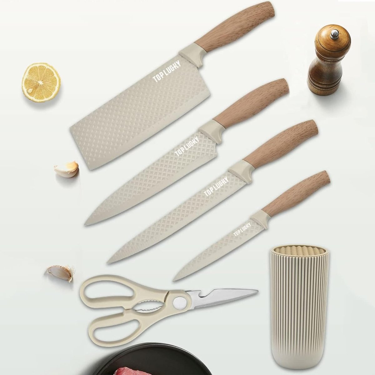 6-Piece Kitchen Knife Set Non-Stick Stainless Steel Blades - V255-KNIFE6PCS-BK