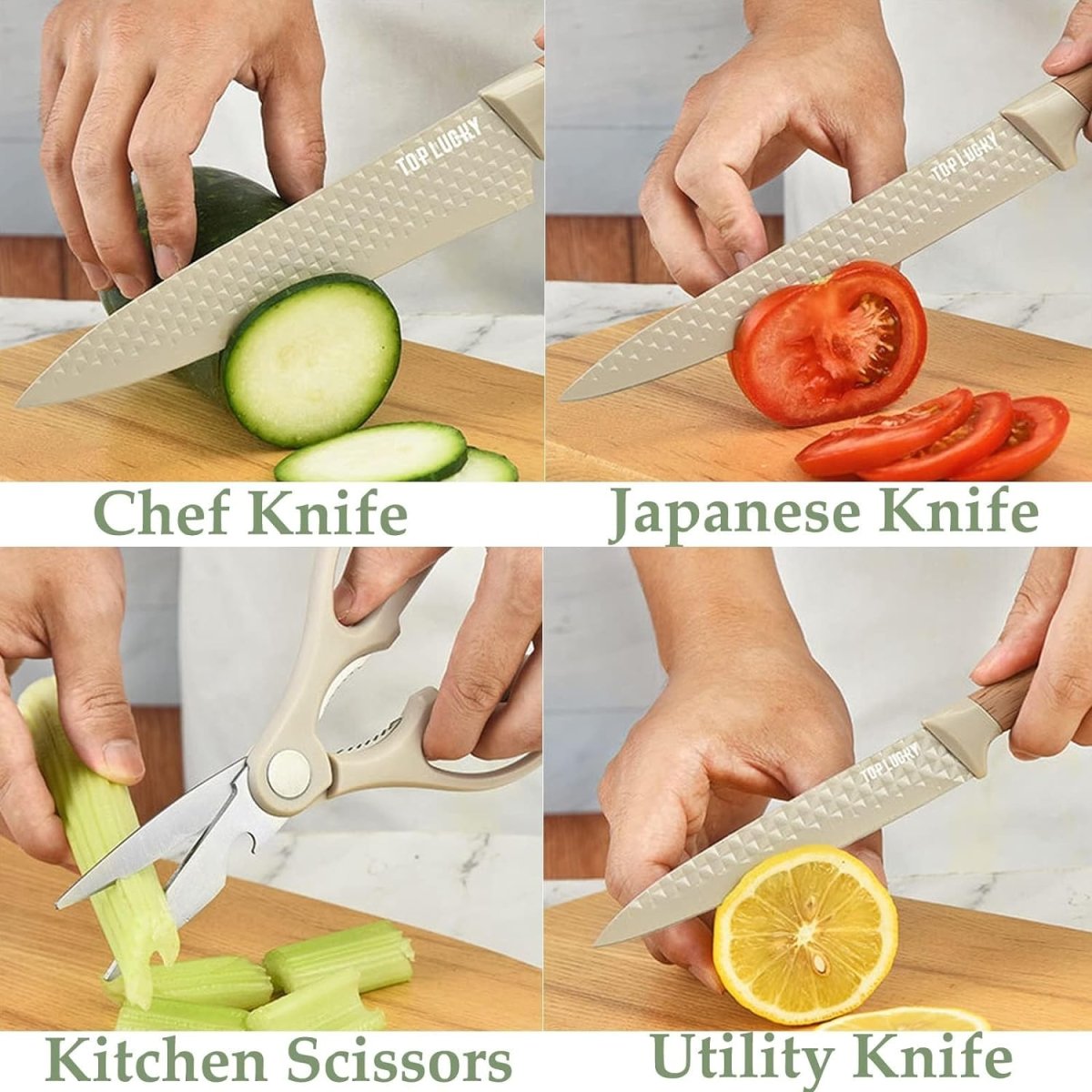 6-Piece Kitchen Knife Set Non-Stick Stainless Steel Blades - V255-KNIFE6PCS-BK