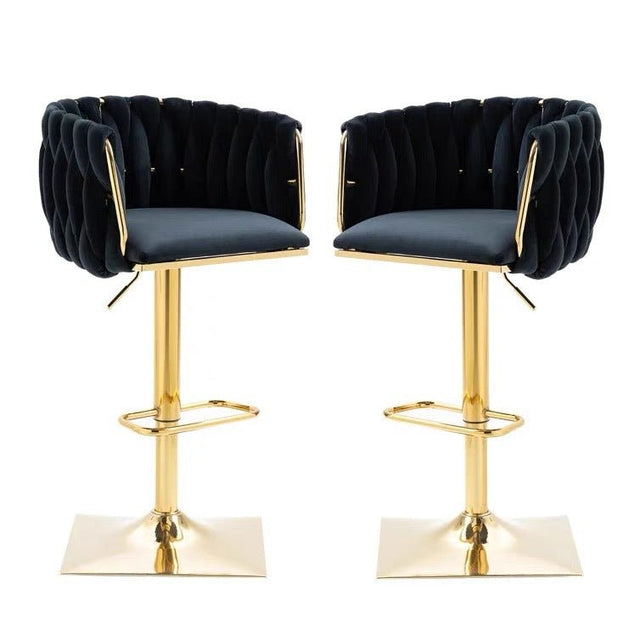 SERENITà Modern Velvet Breakfast Bar Stools Set of 2 Black