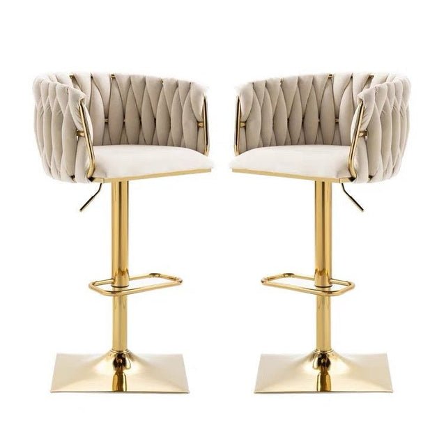 SERENITà Modern Velvet Breakfast Bar Stools Set of 2 Ivory