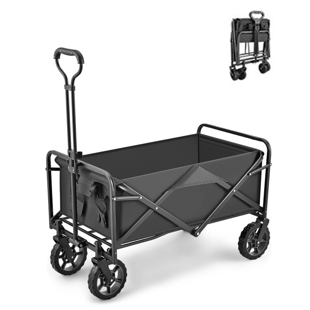 5 Inch Wheel Black Folding Beach Wagon Cart Trolley - V255-TROLLEY-5INCH-BK
