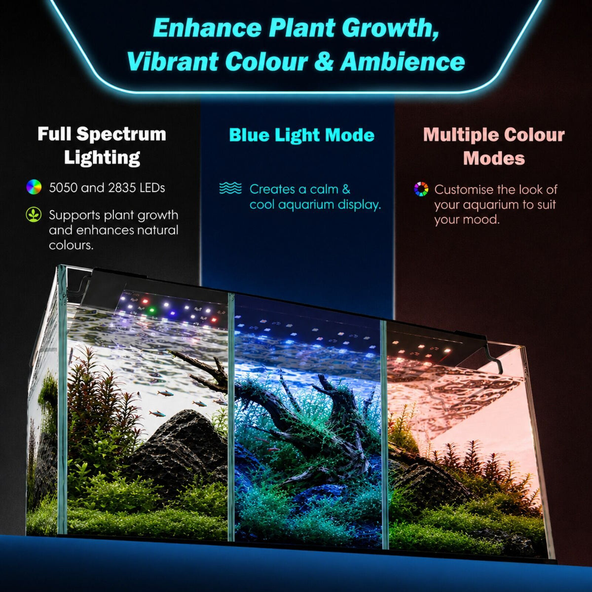 Dynamic Power Planted Aquarium LED Light Day Night Cycle Full Spectrum 18W 40cm