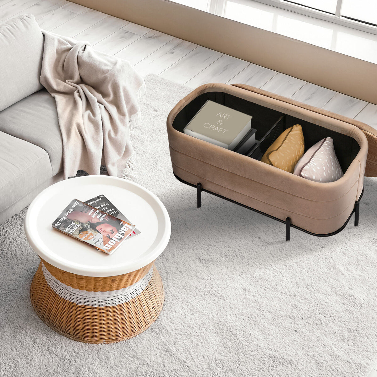 La Bella Coffee Table Storage Ottoman - Velvet - V274-FT-BL-241023KE-LBN