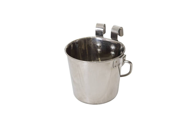 YES4PETS 2x 1.9L Stainless Steel Parrot Dog Cat Feeder Bowl Riveted Hooks